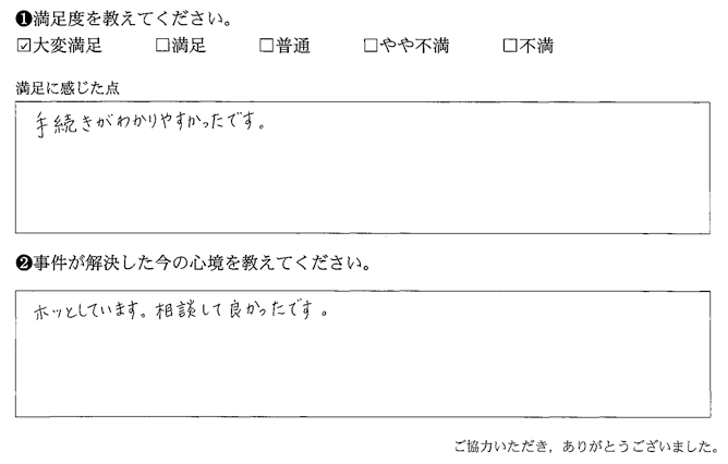 手続きがわかりやすかったです