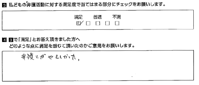 弁護士の優しい対応に大変満足しています。